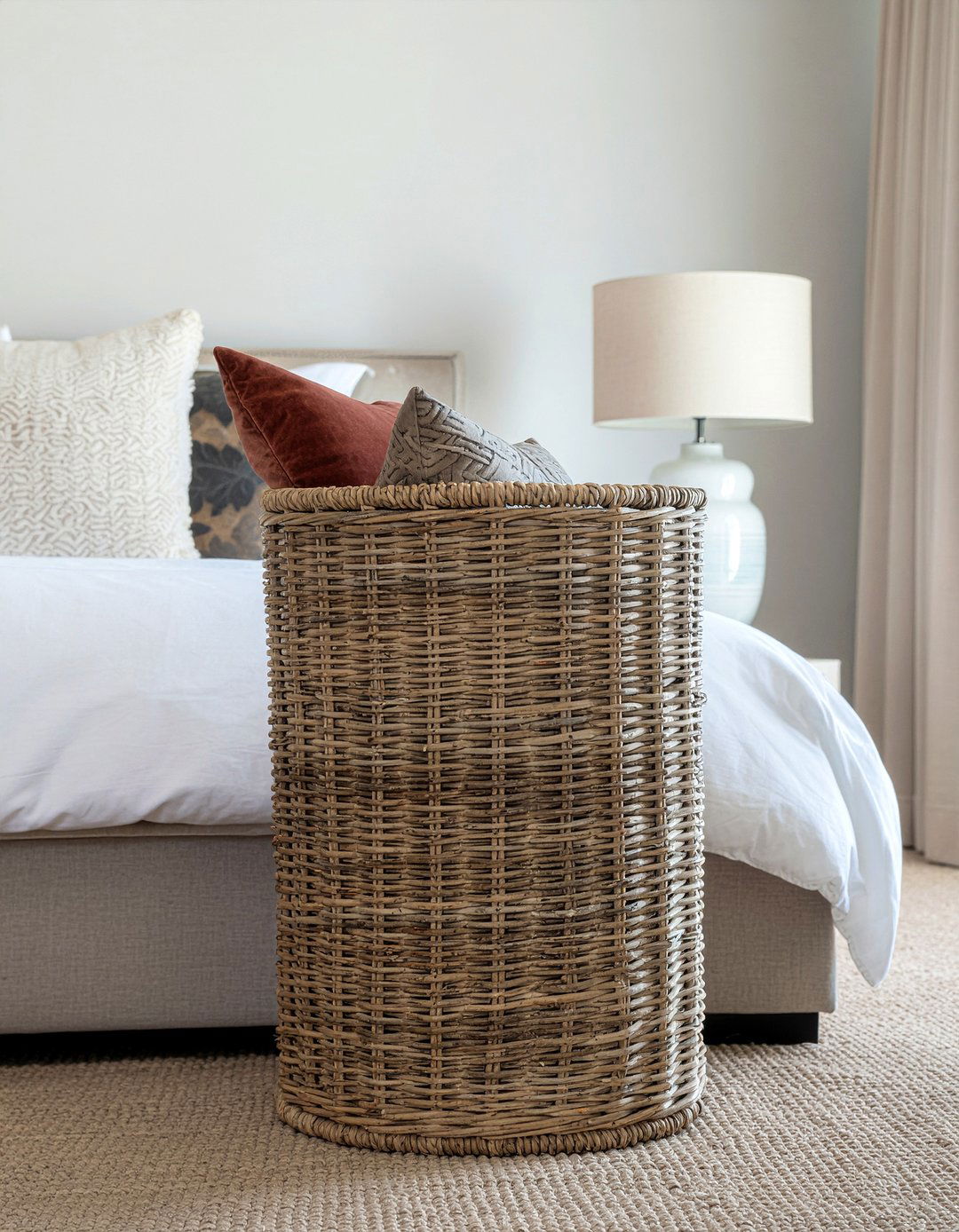 Rattan Basket For Pillows - 30 bedroom storage baskets