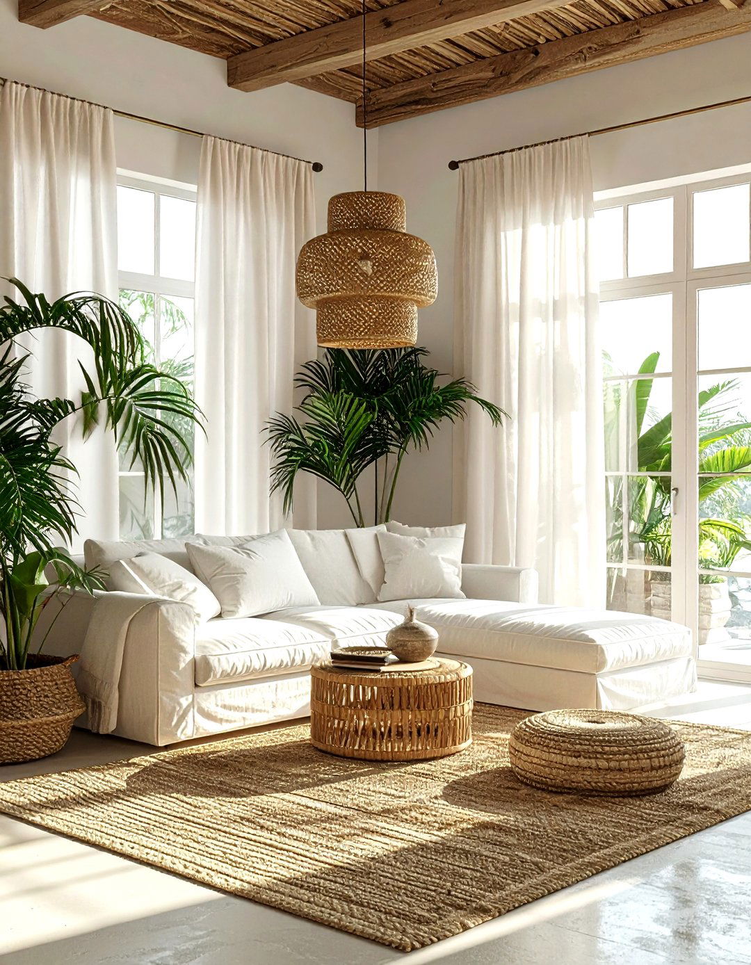 Rattan Basket Light - 30 living room pendant lighting ideas