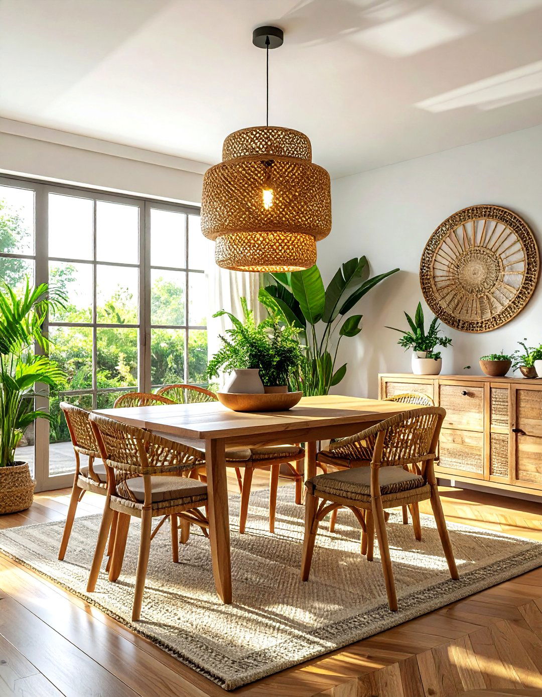 Rattan Basket Light - 30 semi-flush dining room light ideas