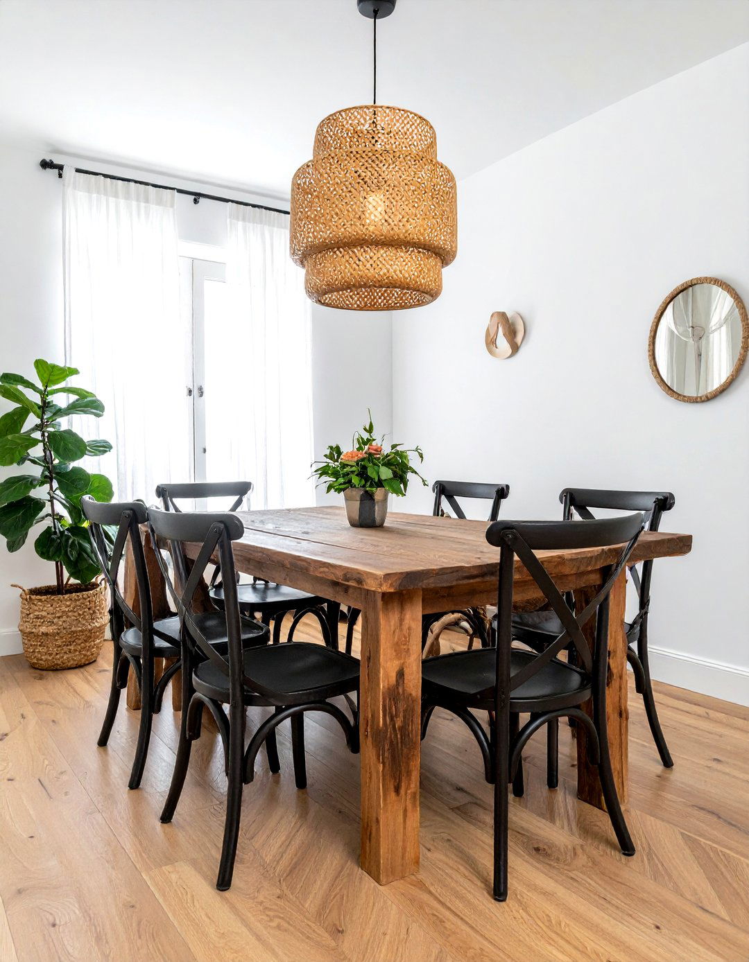 Rattan Basket Light - 30 single pendant dining room ideas