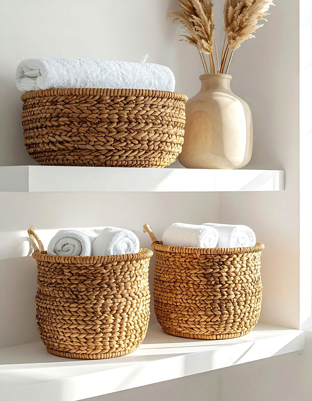 Rattan Bathroom Baskets - 30 beige bathroom accessories ideas