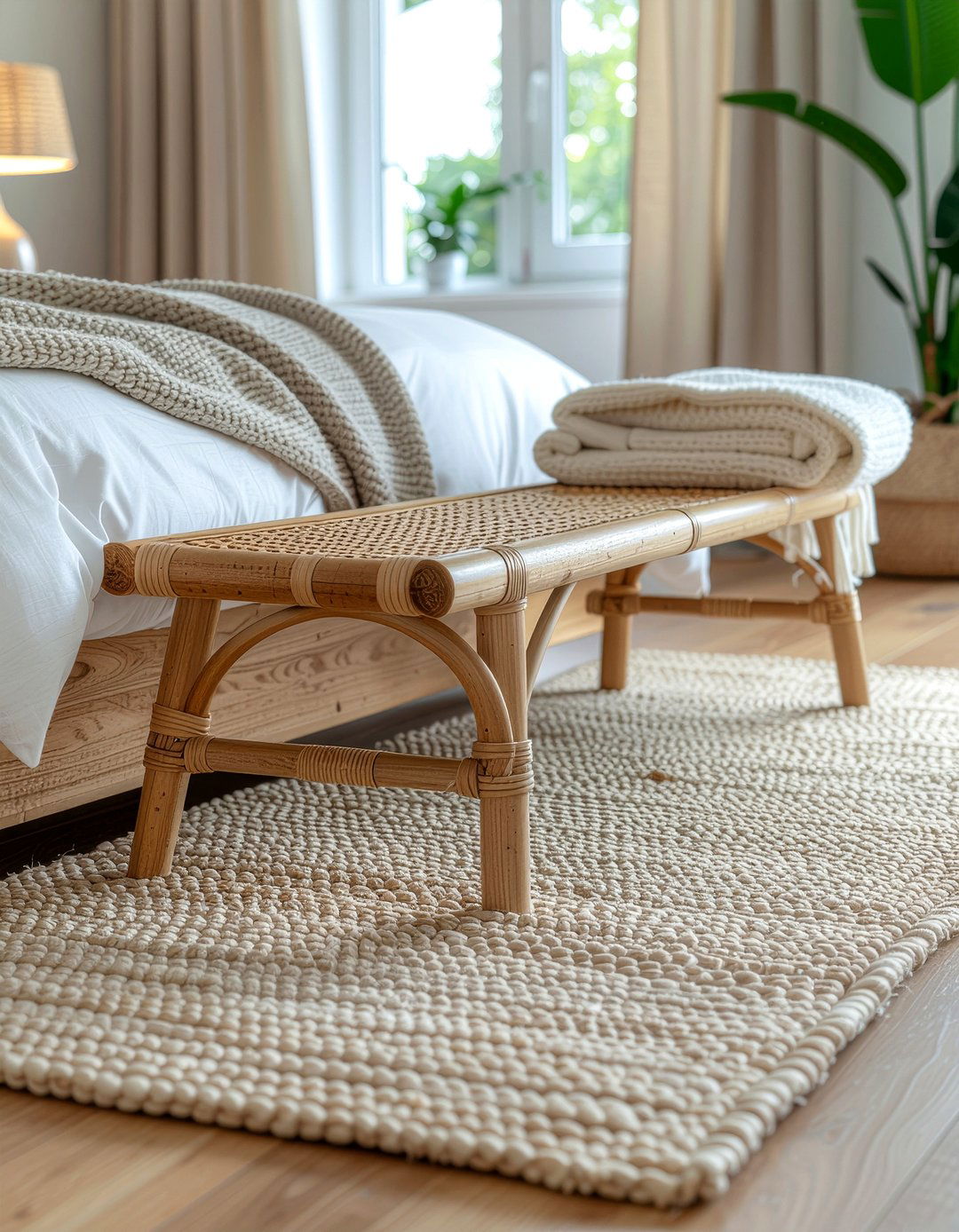 Rattan Bench - 30 rattan bedroom ideas
