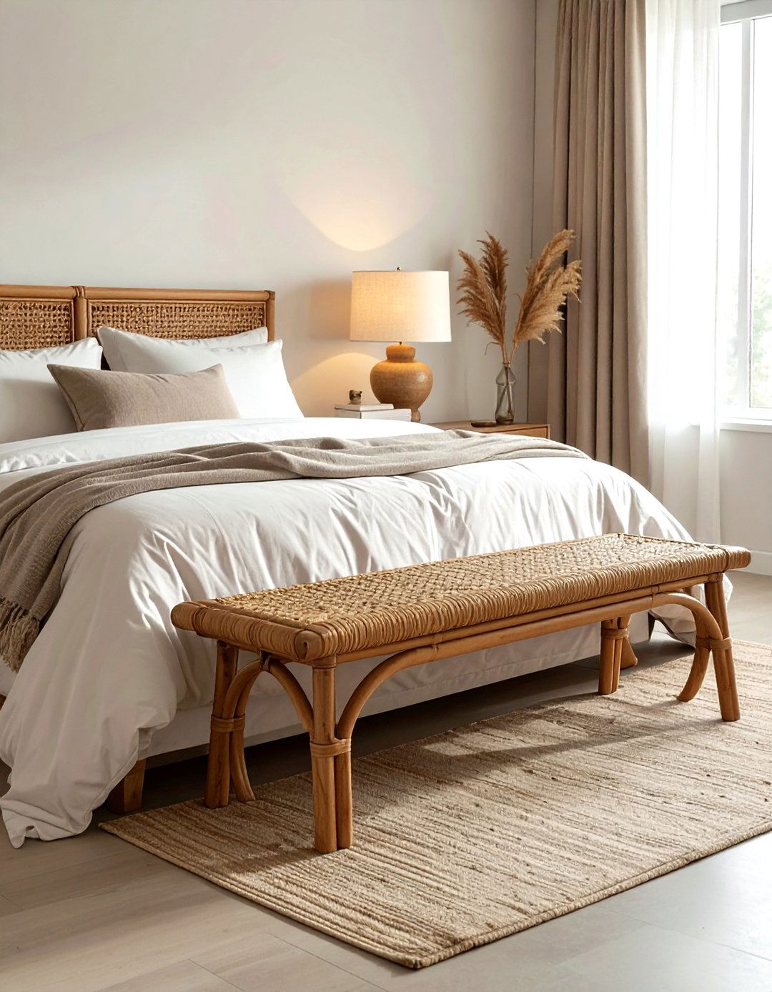 Rattan Bench - 30 rattan decor ideas