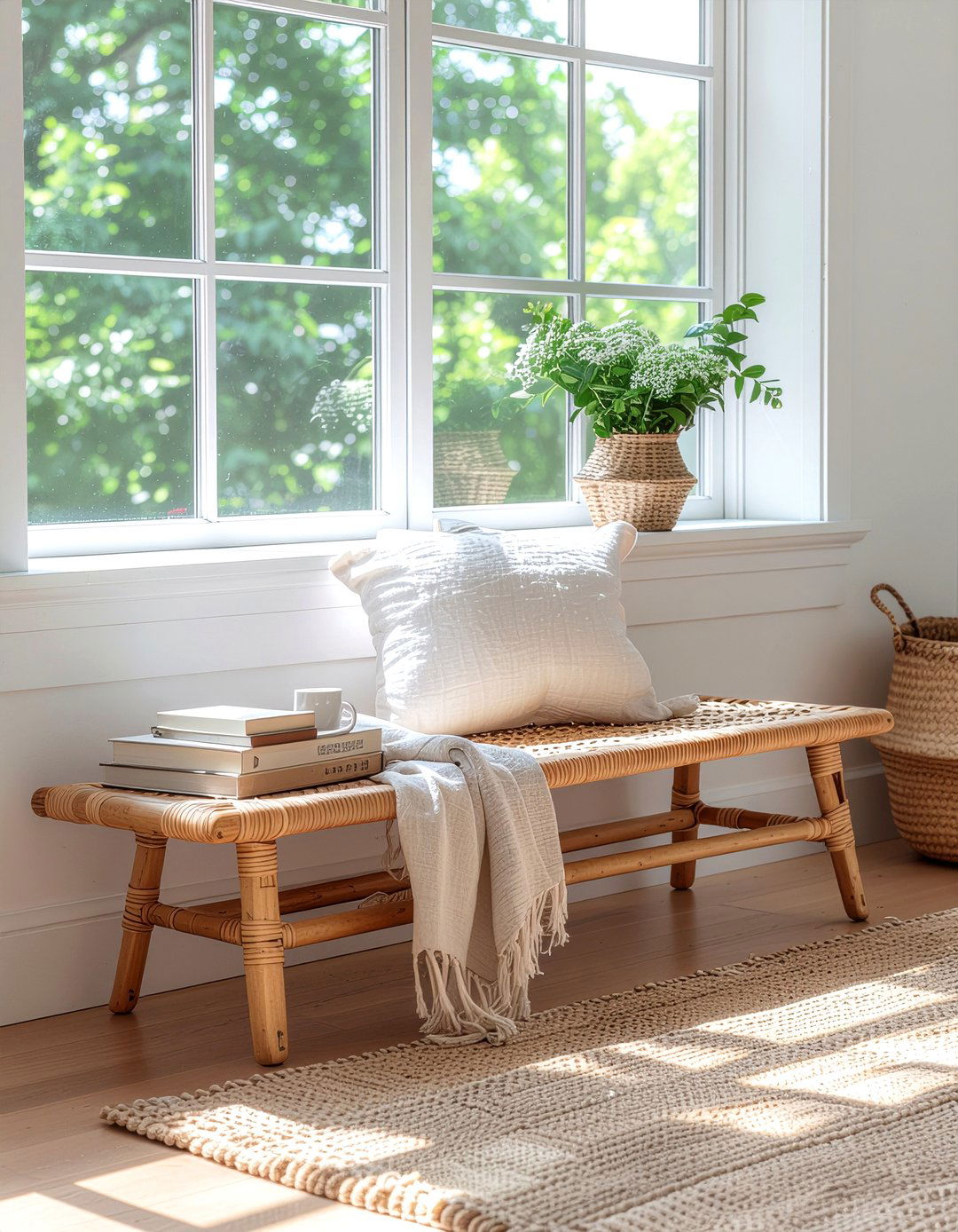 Rattan Bench - 30 rattan living room ideas