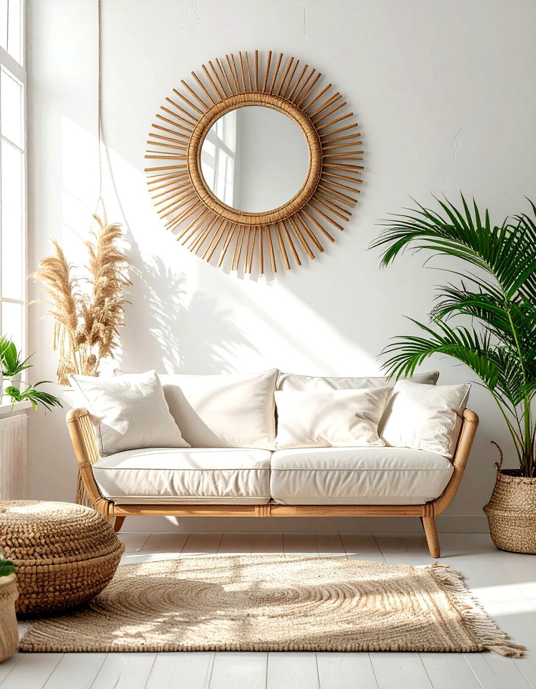 Rattan Boho Mirror - 30 mirror decor ideas