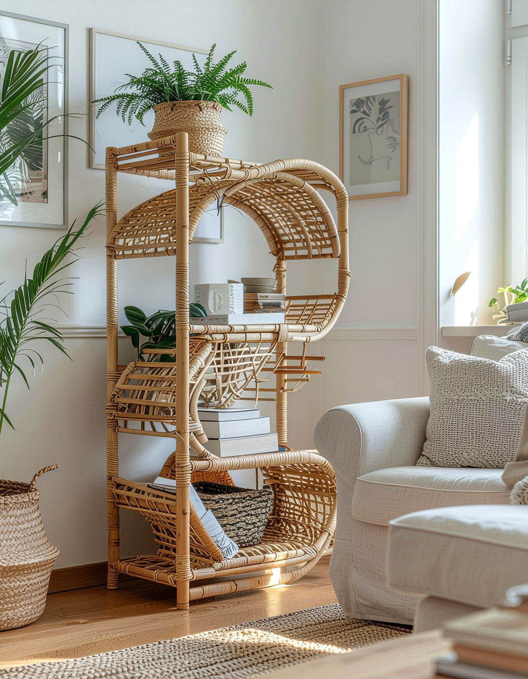 Rattan Bookshelf Divider - 30 living room bookshelf dividers