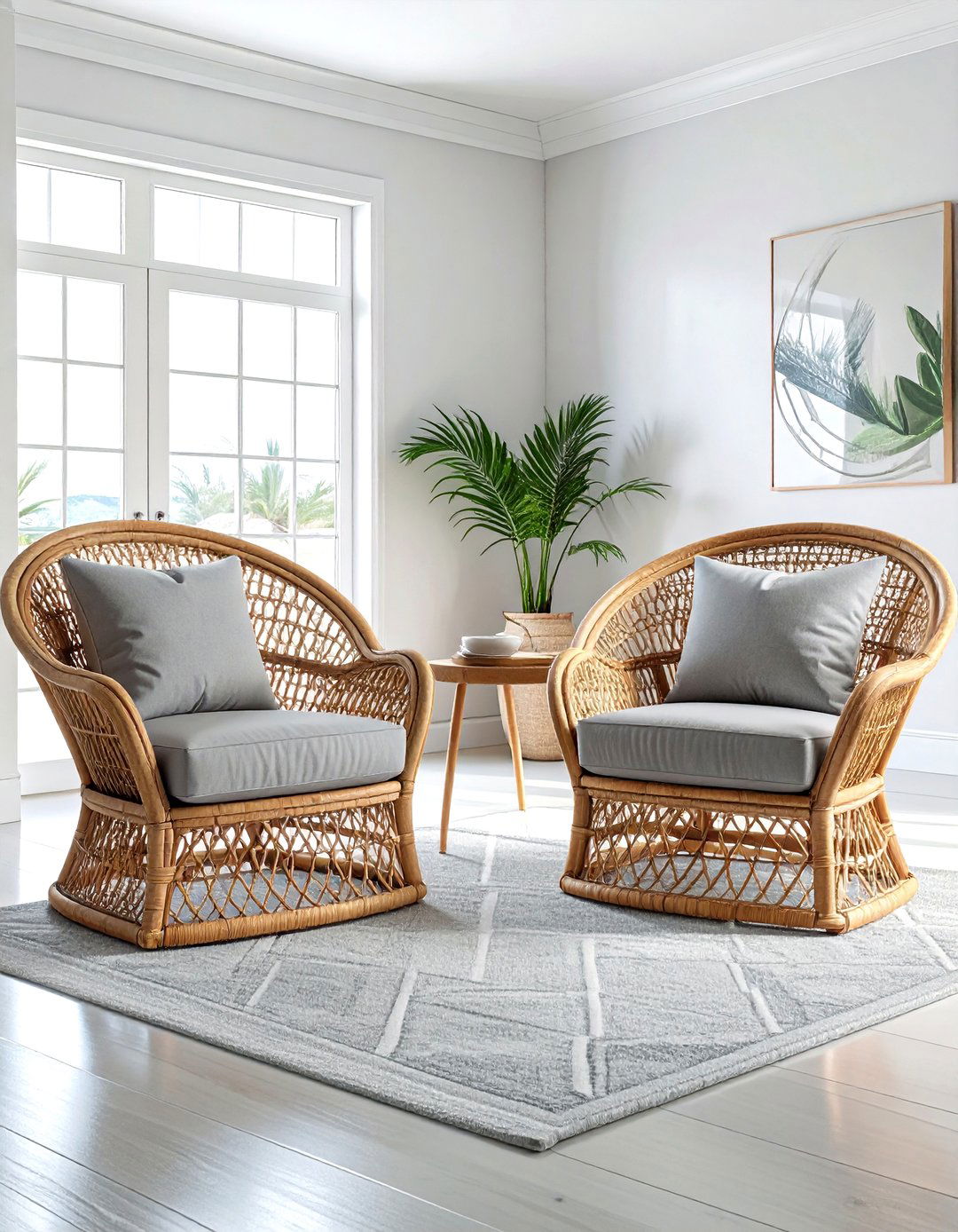 Rattan Chairs Gray Cushions - 30 coastal gray living room ideas