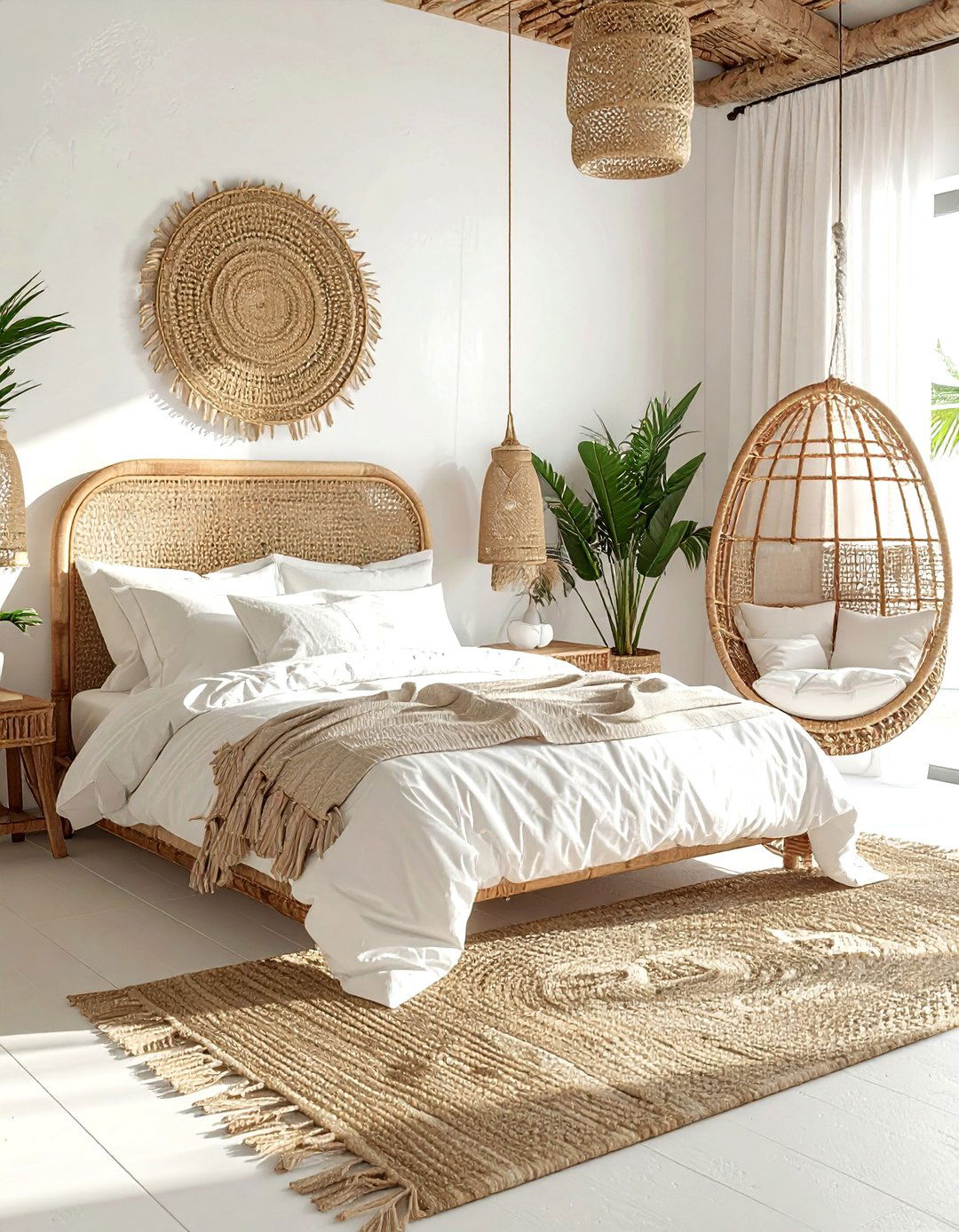 Rattan Coastal Bedroom - 30 coastal beige bedroom ideas