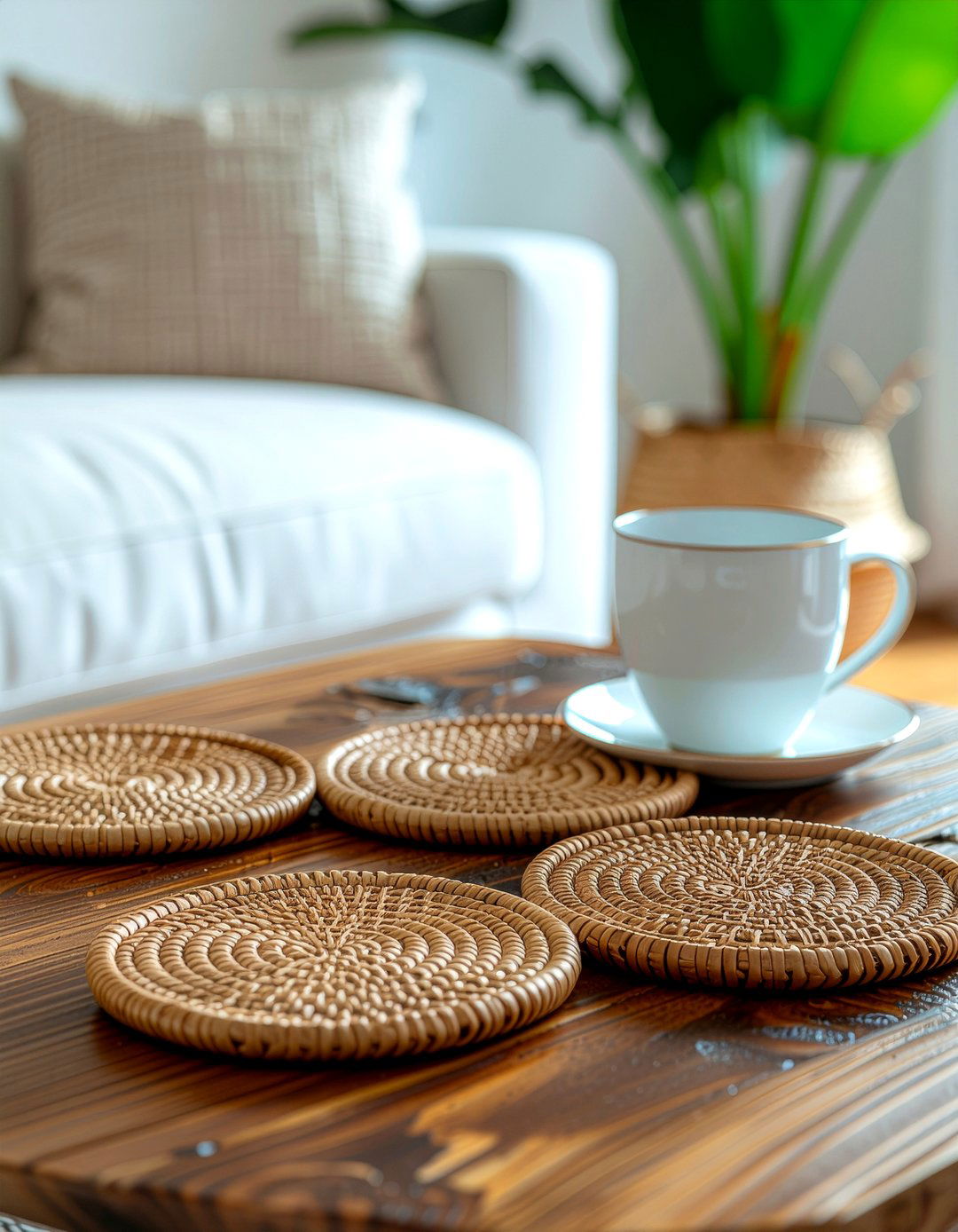 Rattan Coasters - 30 rattan living room ideas
