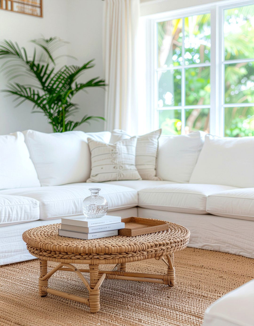 Rattan Coffee Table - 30 nantucket living room ideas