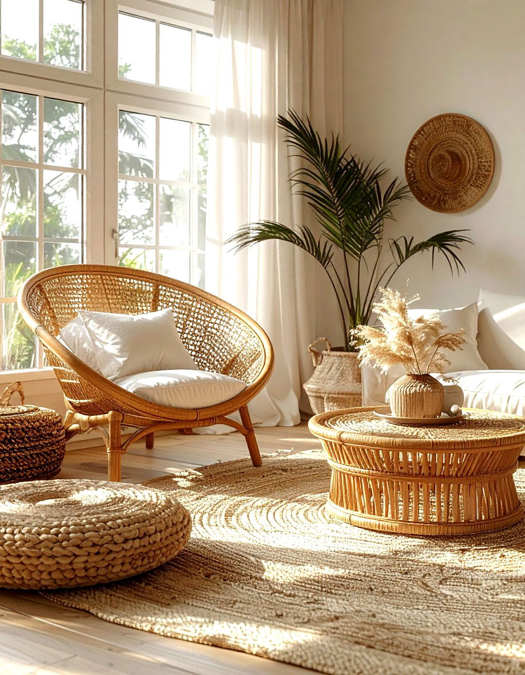 Rattan Cream Living Room - 30 minimalist cream living room ideas