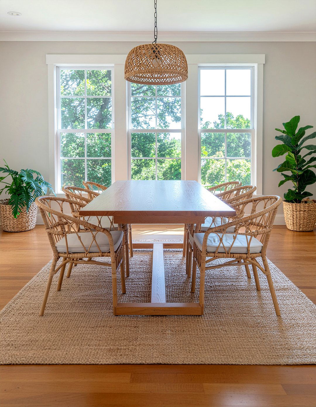 Rattan Dining Chairs - 30 ocean-inspired dining room ideas