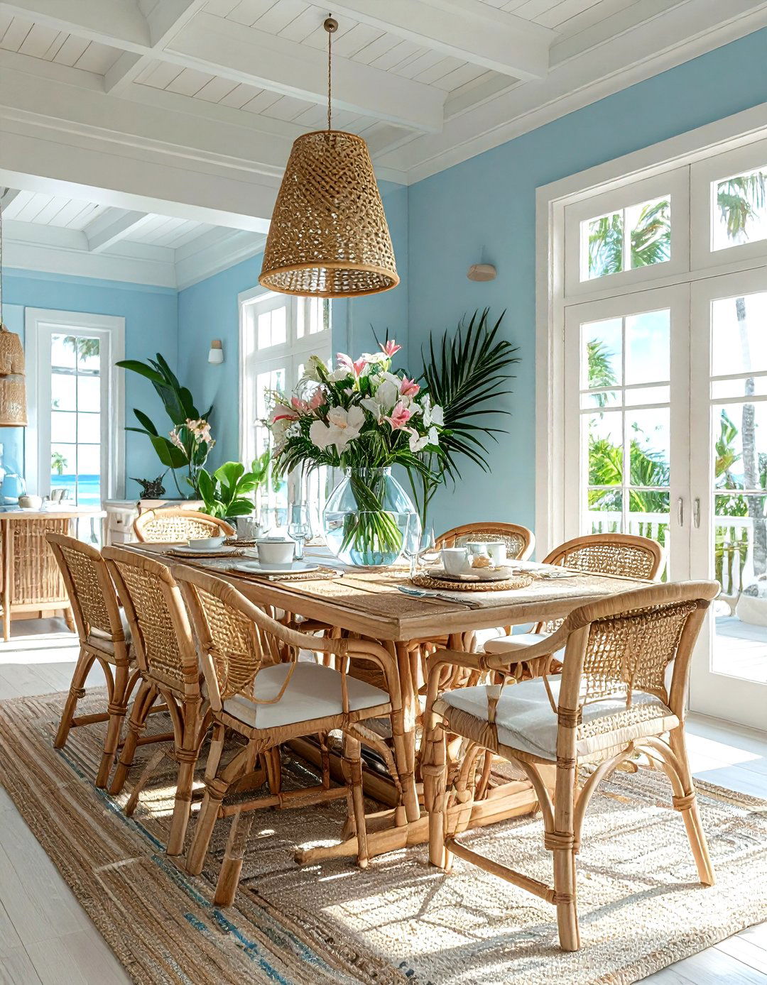 Rattan Dining Table - 30 Palm Beach dining room ideas