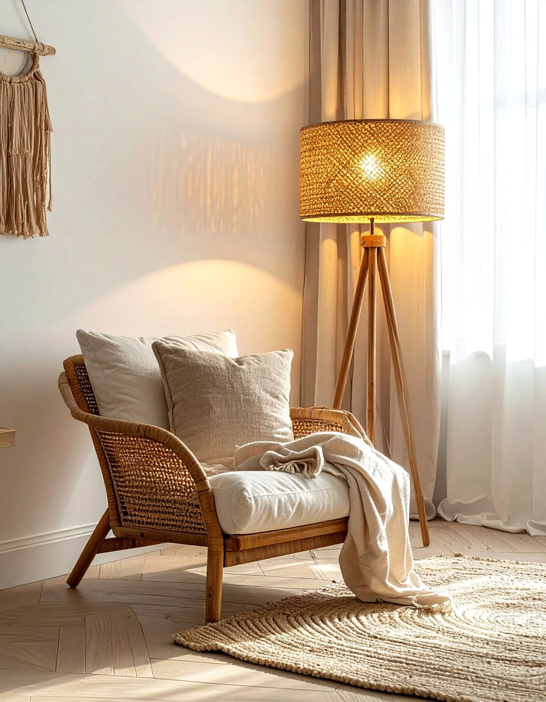 Rattan Floor Lamp - 30 rattan decor ideas