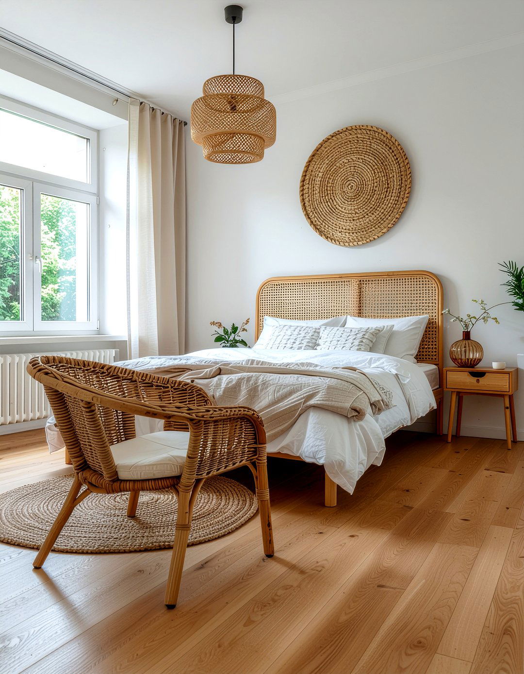 Rattan Furniture Accents - 30 scandinavian bedroom ideas