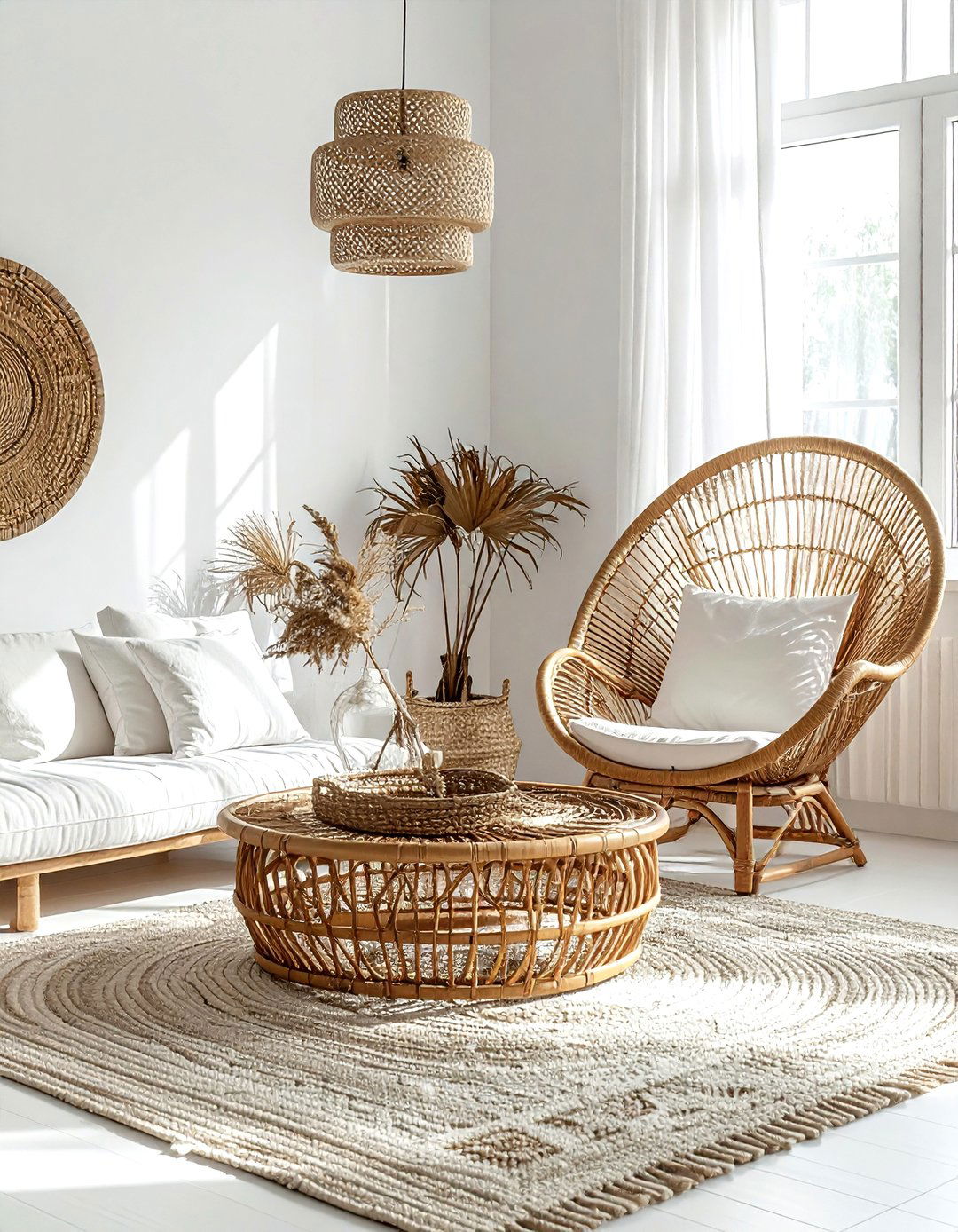 Rattan Furniture White Living Room - 30 bohemian white living room ideas