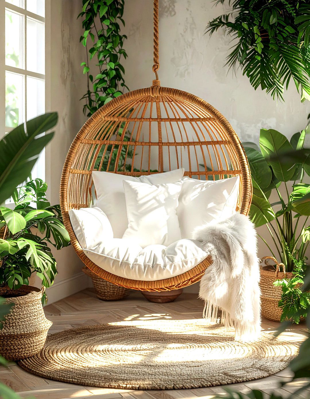Rattan Hanging Chair - 30 rattan decor ideas