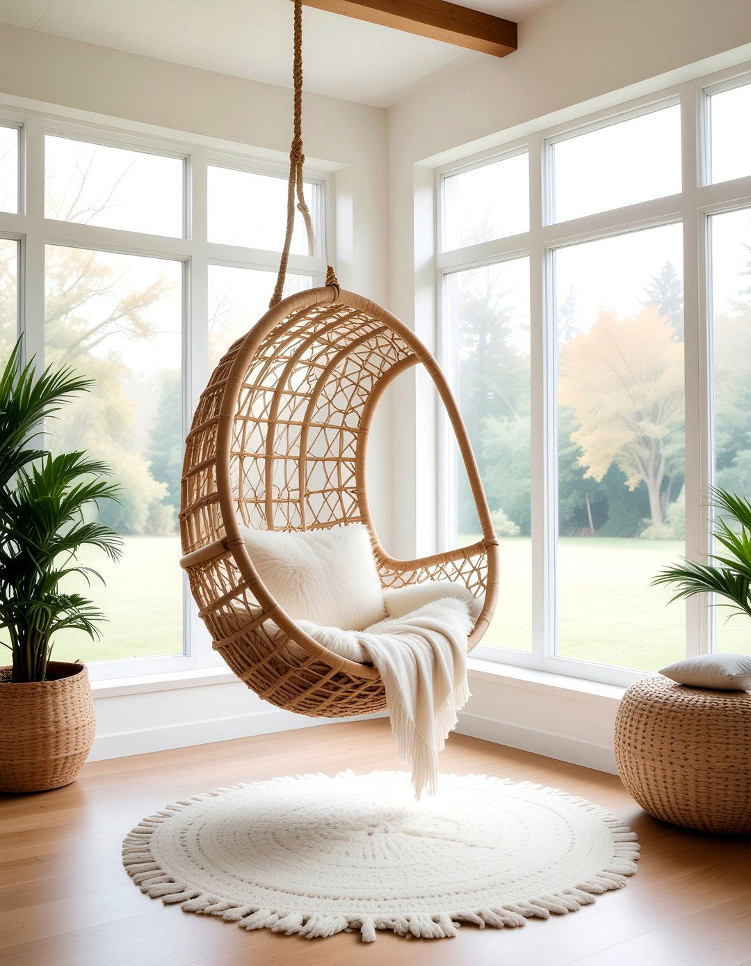 Rattan Hanging Chair - 30 rattan living room ideas