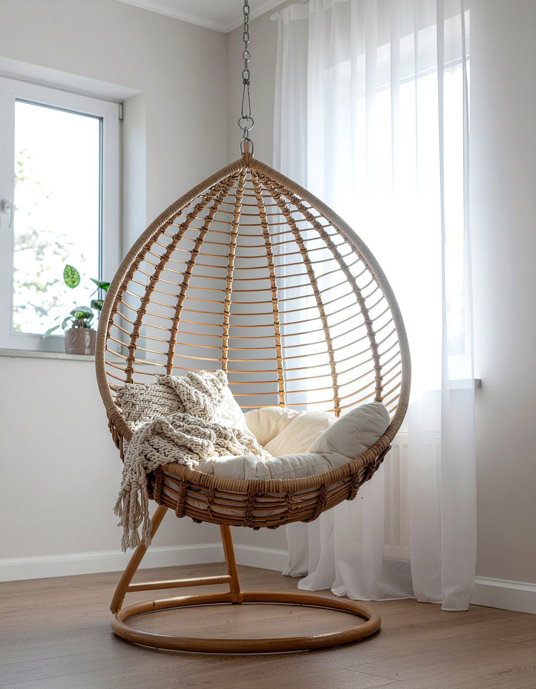 Rattan Hanging Chair - 30 rattan bedroom ideas