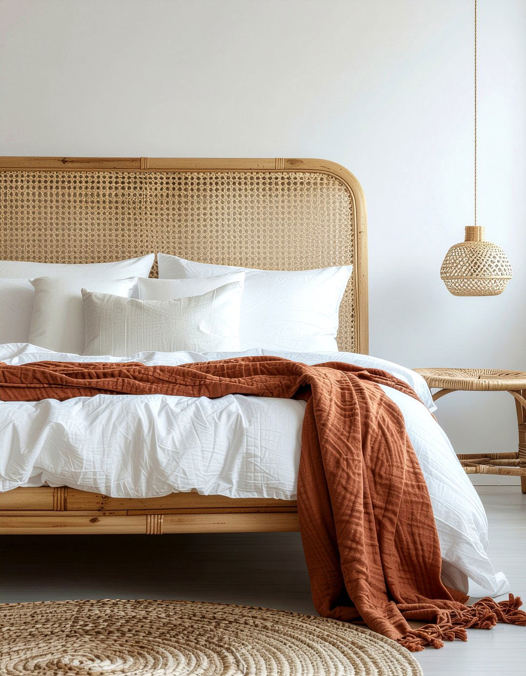 Rattan Headboard - 30 weekend bedroom ideas