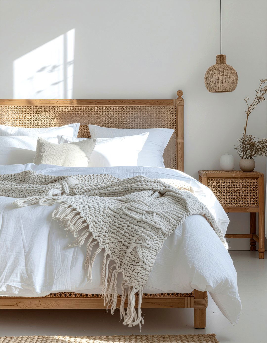 Rattan Headboard - 30 woven bedroom ideas