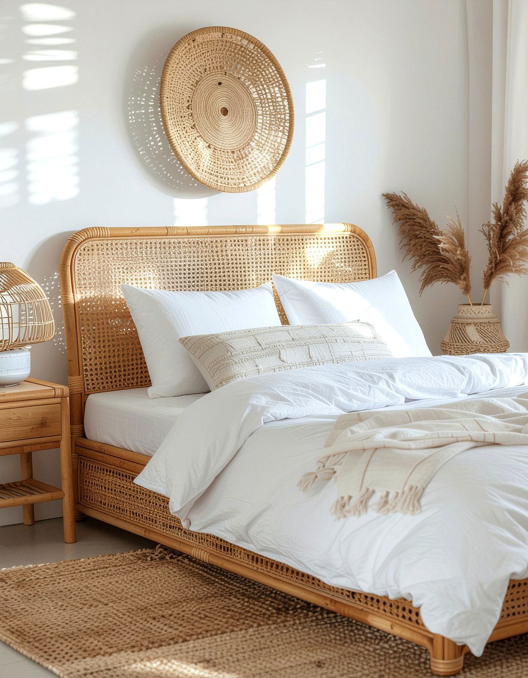 Rattan Headboard - 30 natural bedroom ideas