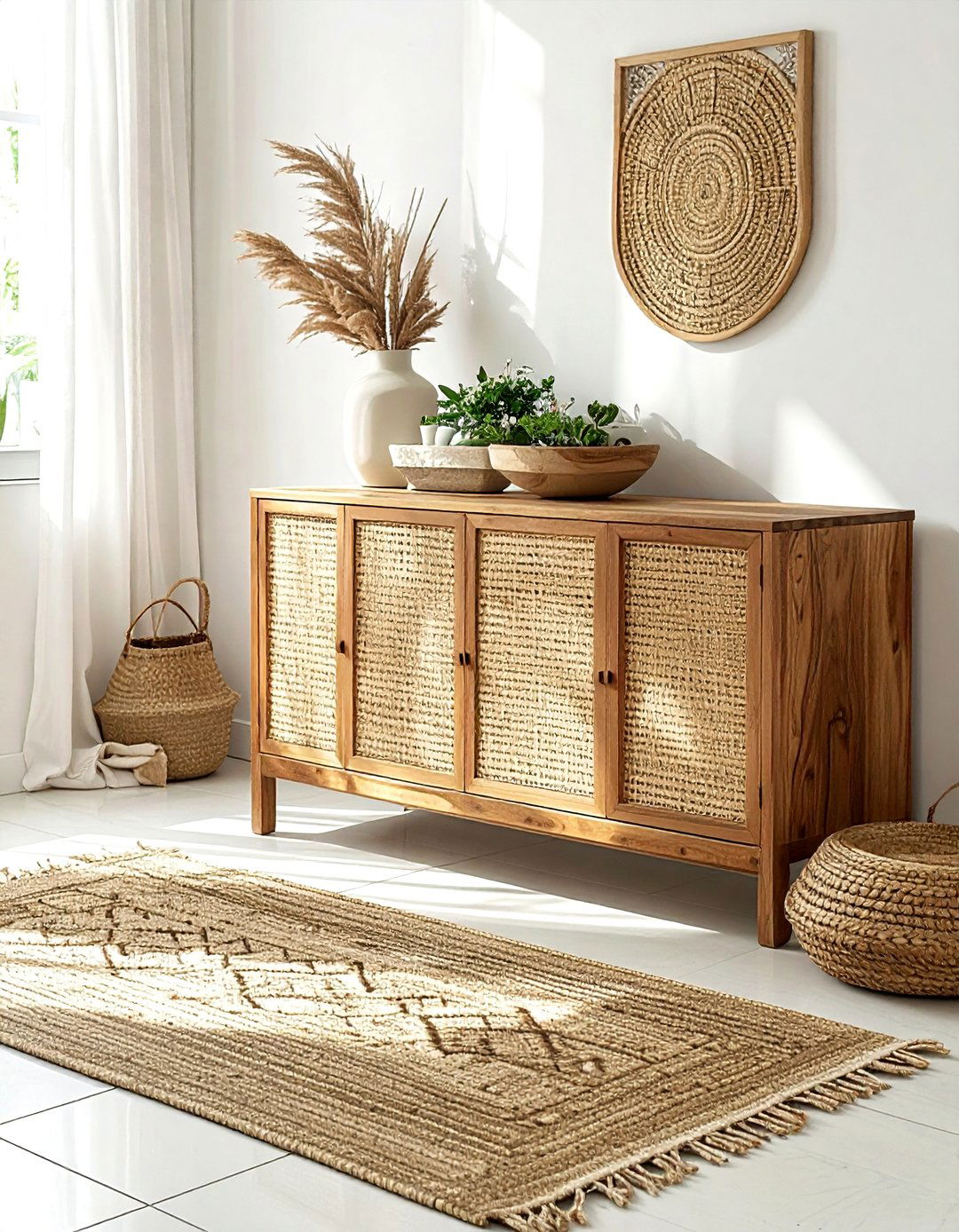 Rattan Inlay Sideboard - 30 dining room credenza ideas