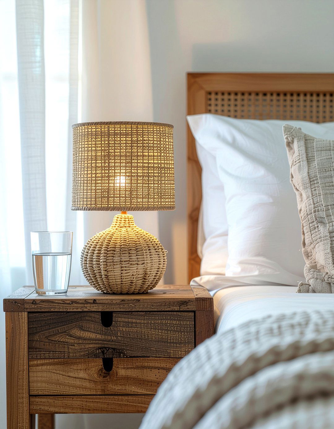 Rattan Lamp - 30 rattan bedroom ideas