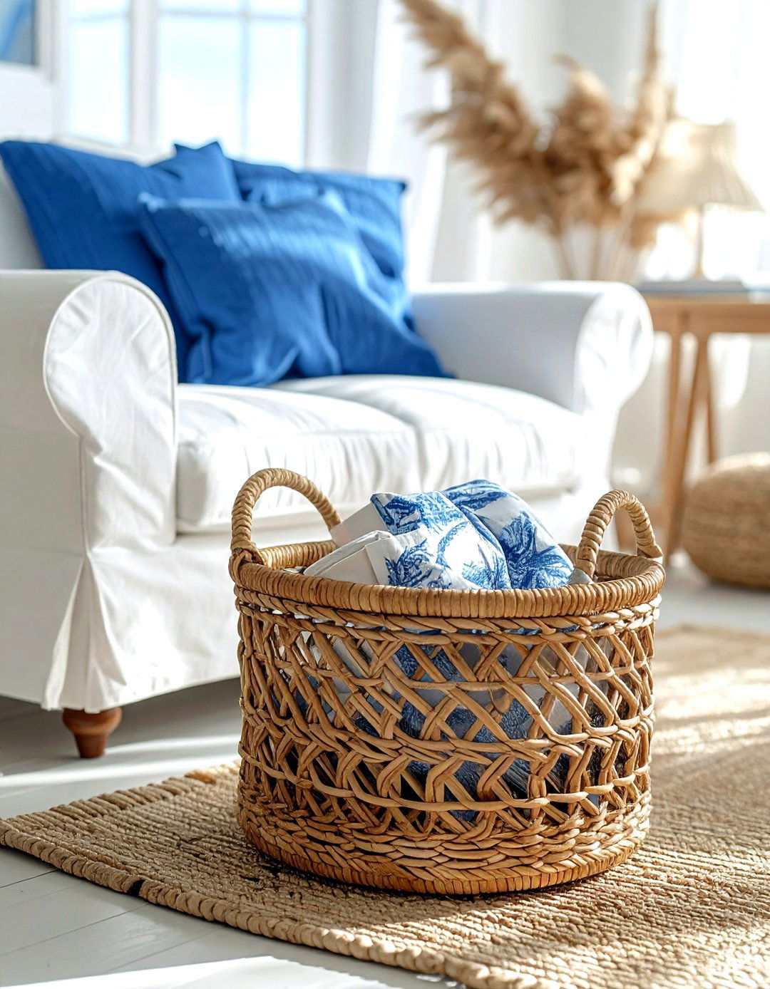 Rattan Magazine Basket - 30 living room magazine rack ideas