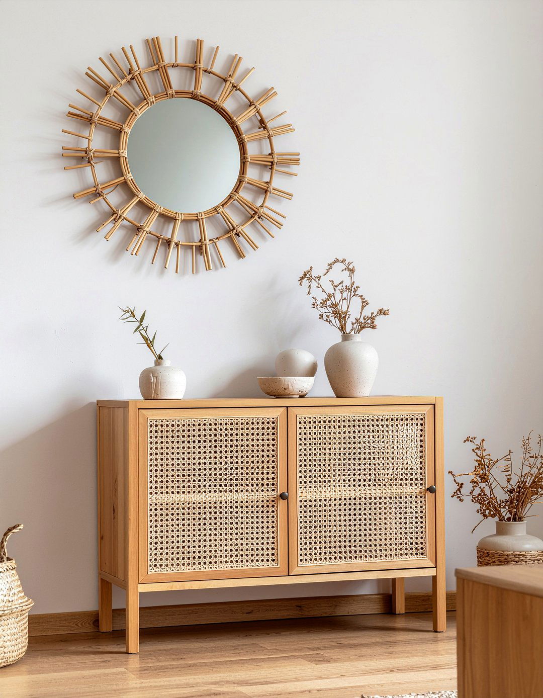 Rattan Mirror - 30 woven bedroom ideas