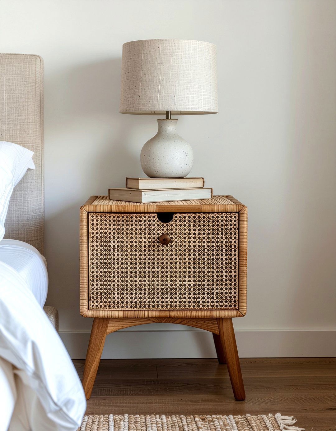 Rattan Nightstand - 30 rattan bedroom ideas