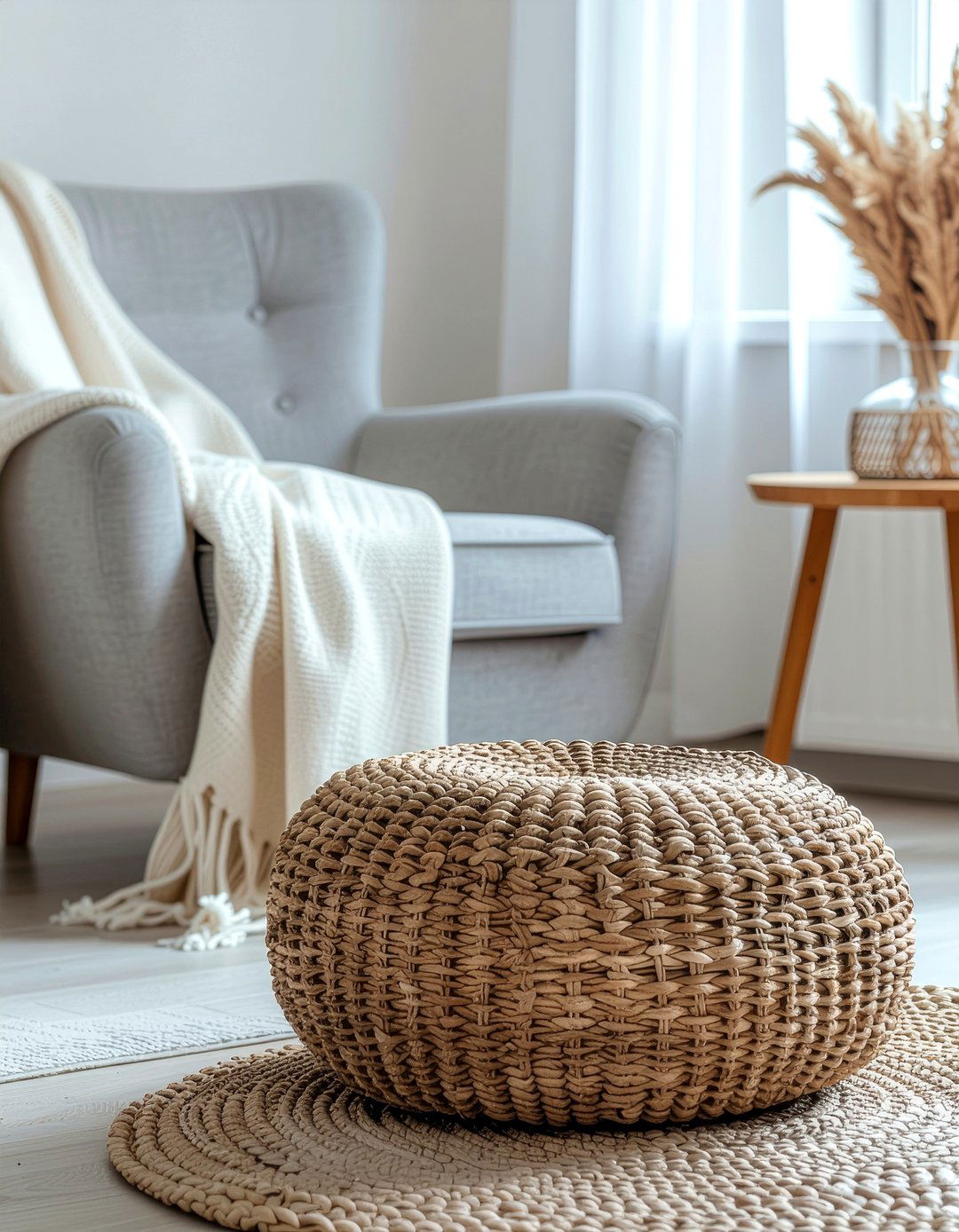 Rattan Ottoman - 30 rattan living room ideas