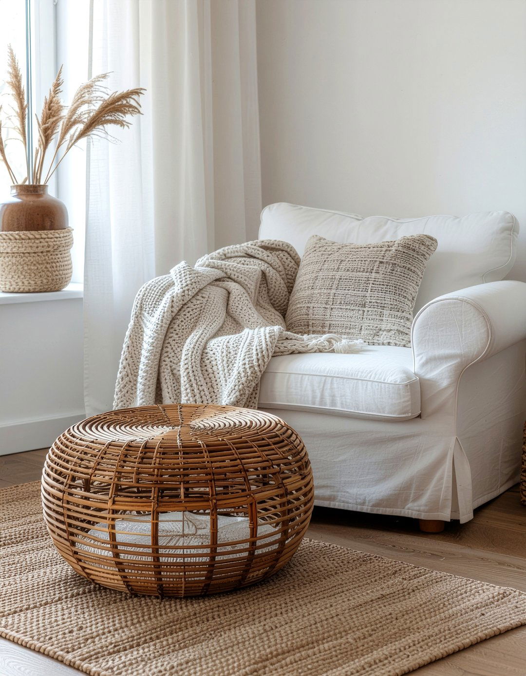 Rattan Ottoman - 30 rattan bedroom ideas