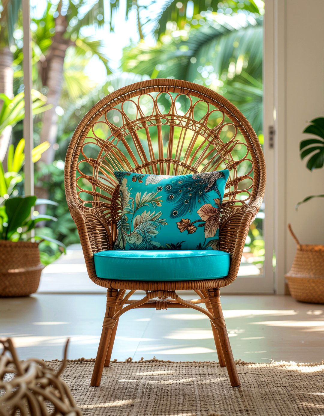 Rattan Peacock Chair - 30 living room maximalist furniture ideas