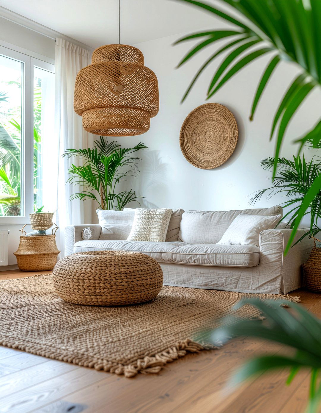 Rattan Pendant Light - 30 living room lighting ideas