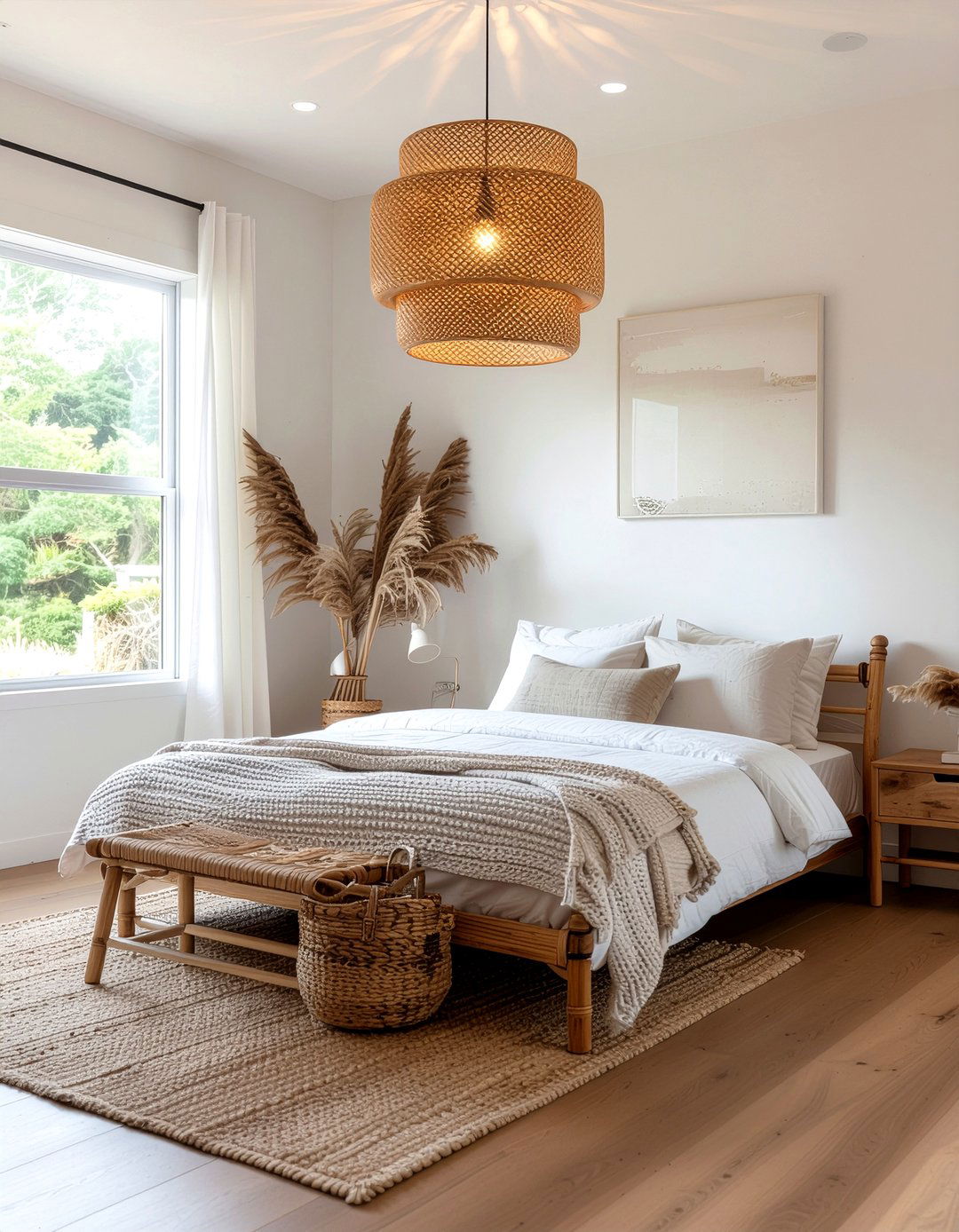 Rattan Pendant Light - 30 rattan bedroom ideas
