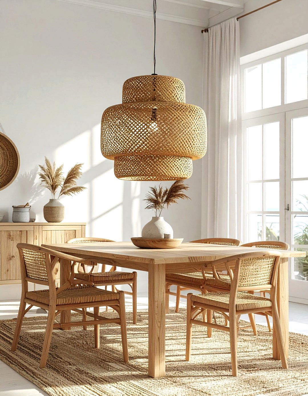 Rattan Pendant Light - 30 dining room chandelier ideas