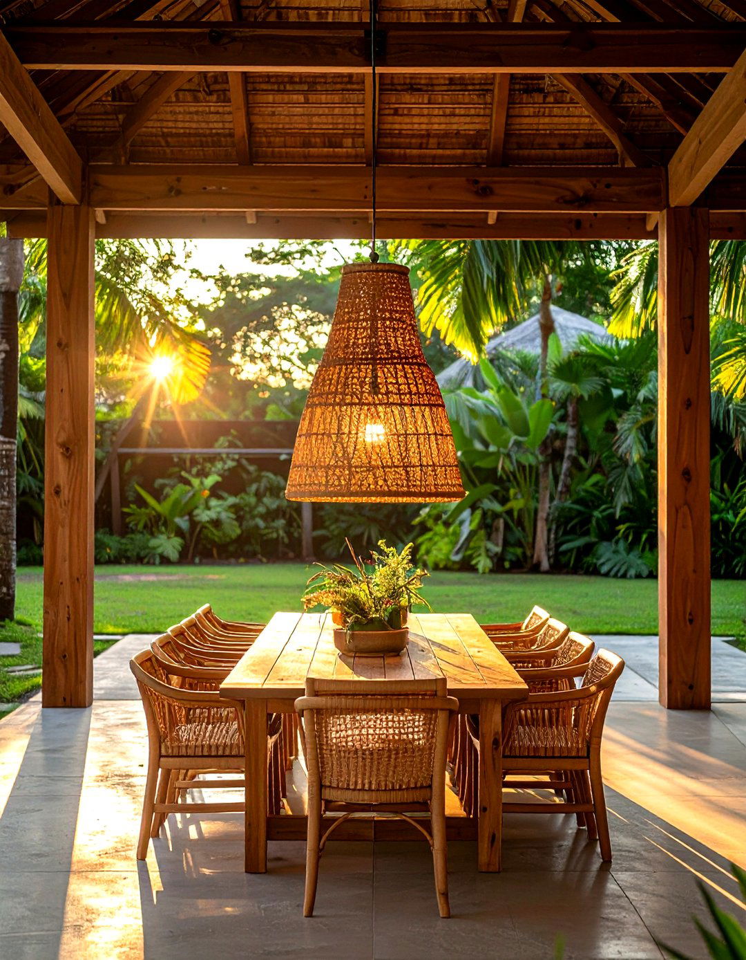 Rattan Pendant Light - 30 dining room pendant lighting ideas