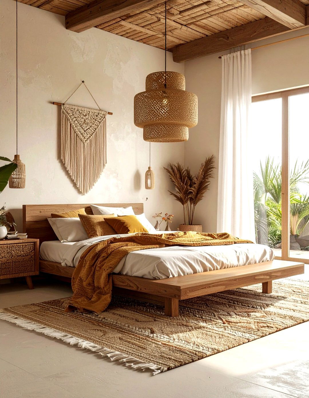 Rattan Pendant Light For Boho Bedroom - 30 bedroom accent lighting ideas