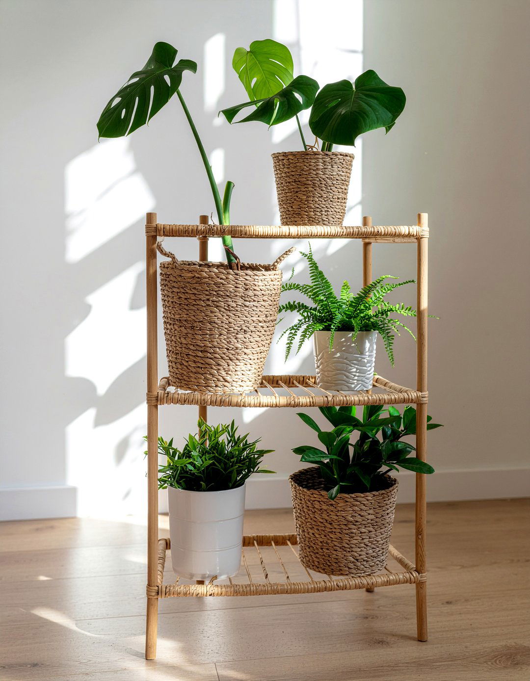 Rattan Plant Stand - 30 rattan living room ideas