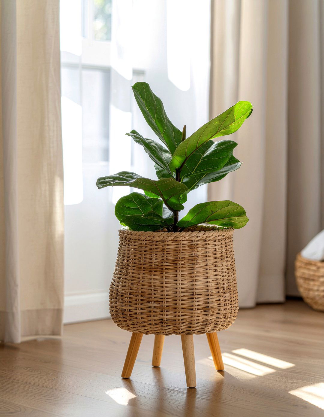 Rattan Planter - 30 rattan bedroom ideas