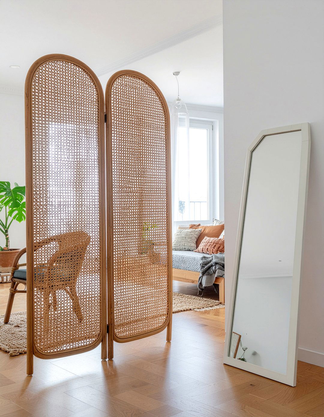 Rattan Room Divider - 30 handwoven bedroom ideas