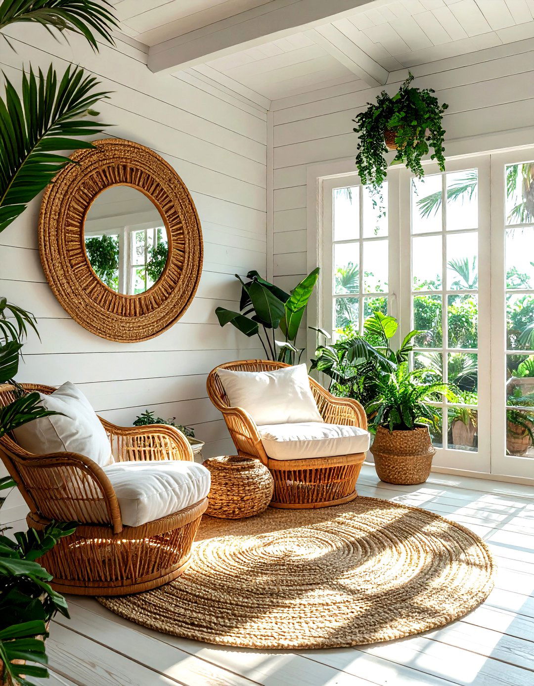 Rattan Round Mirror - 30 decorative mirror ideas