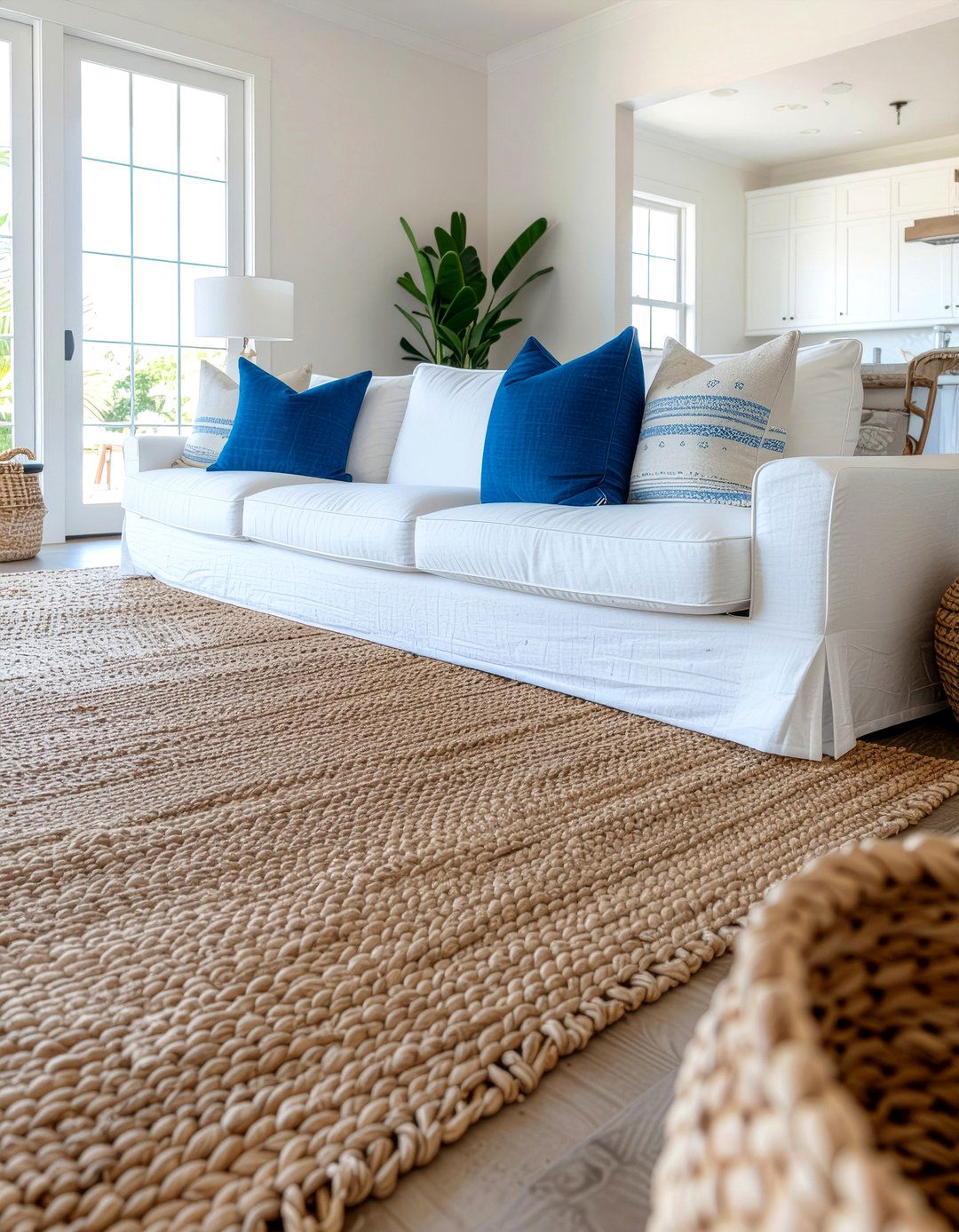 Rattan Rug - 30 rattan living room ideas