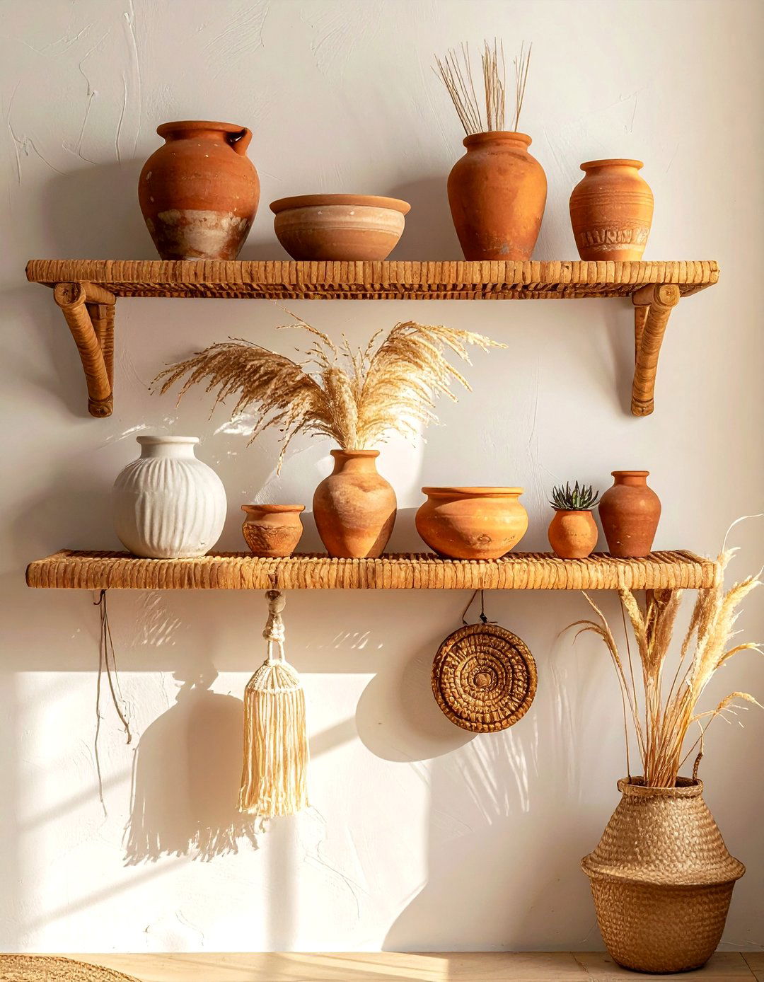Rattan Shelf - 30 shelf styling ideas
