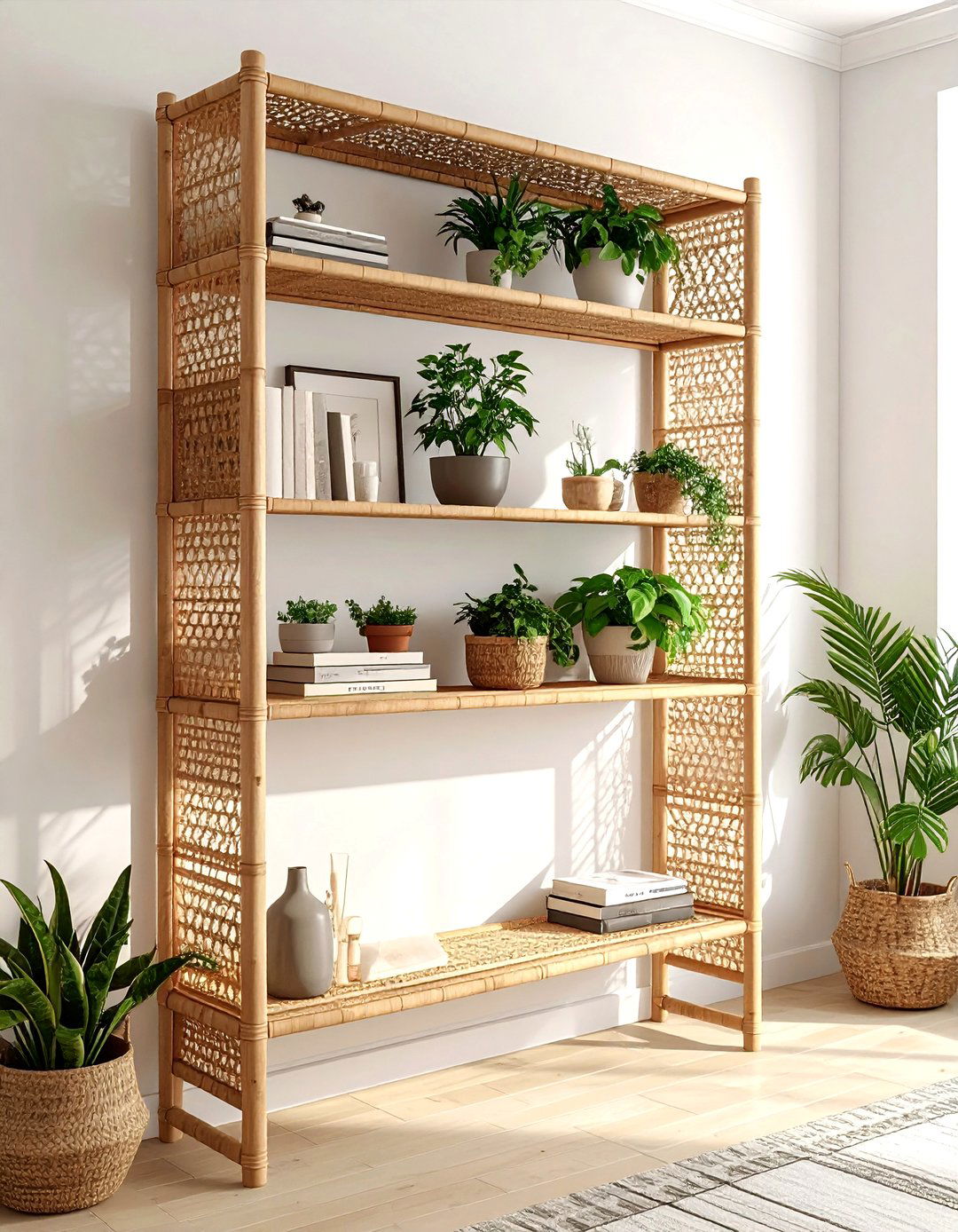 Rattan Shelving - 30 rattan decor ideas
