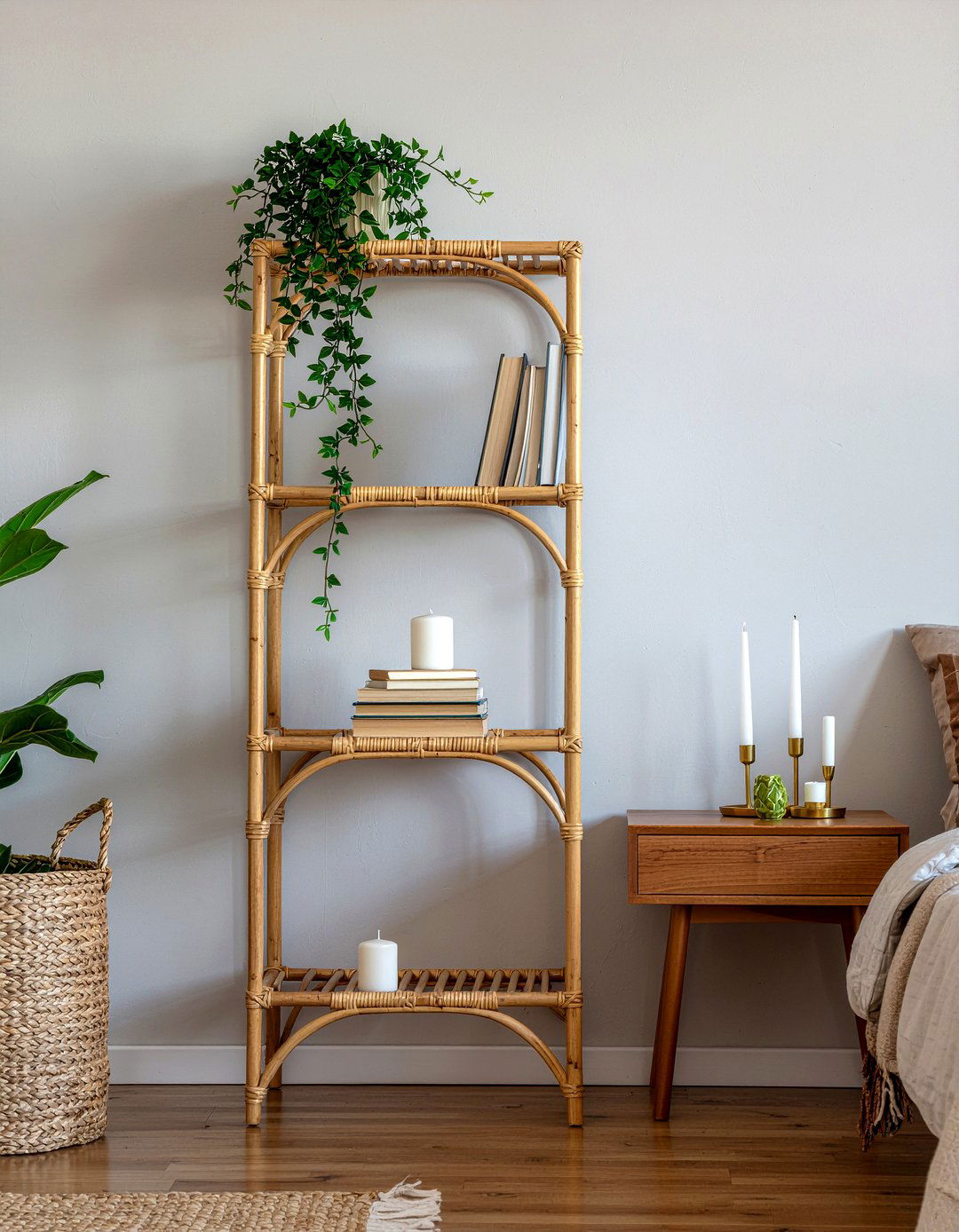 Rattan Shelving - 30 rattan bedroom ideas