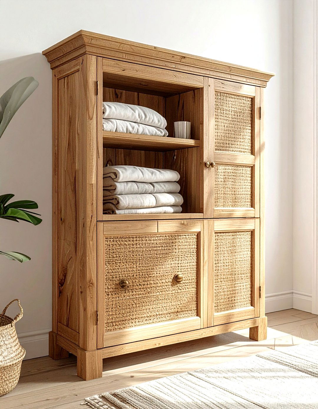 Rattan Storage Cabinet - 30 living room cabinet ideas