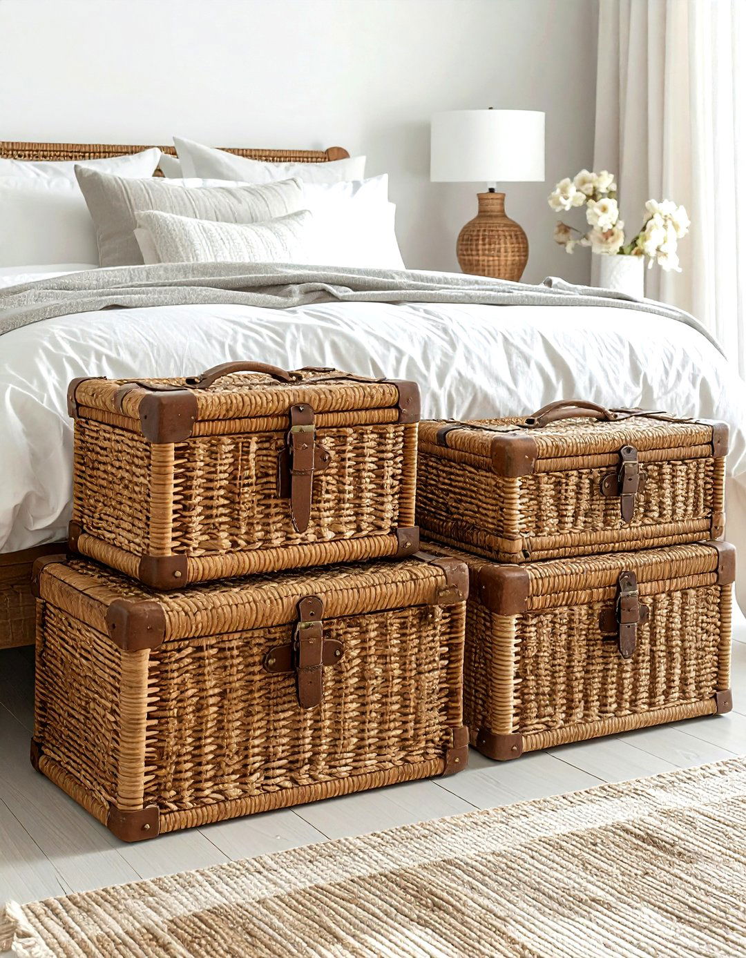 Rattan Storage Trunks - 30 living room under bed storage ideas
