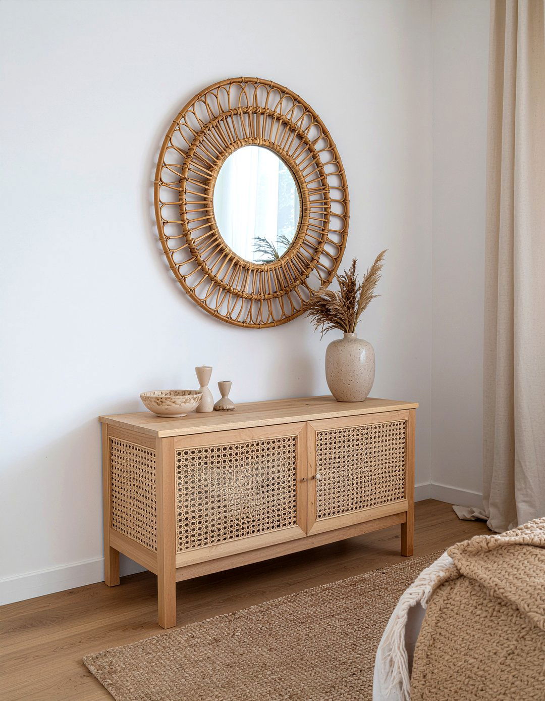 Rattan Sun Mirror - 30 bedroom decorative mirrors